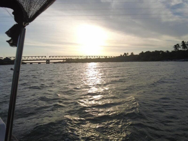 sunrising from the east coast river across the sea