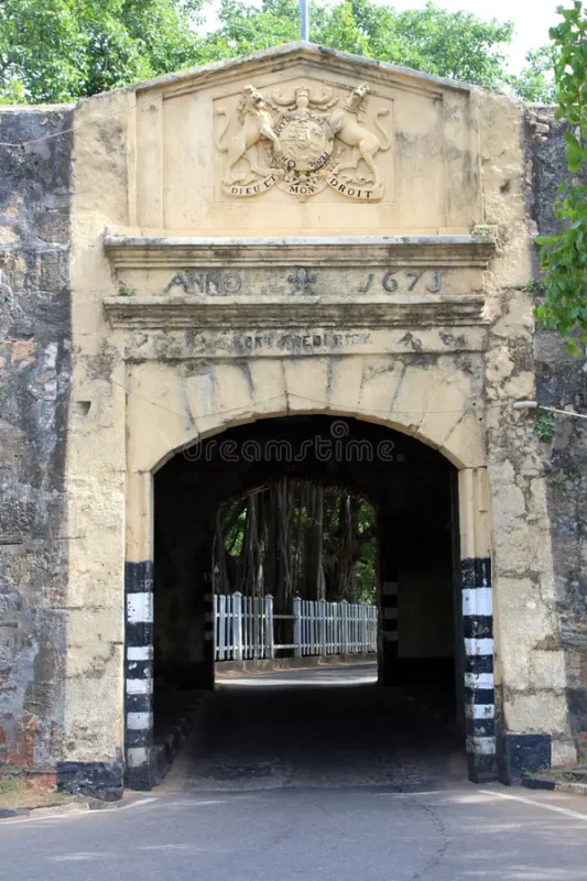 Dutch Fort arch in Trincomalee - historical city attractions tour from beachfront accommodation Nilaveli