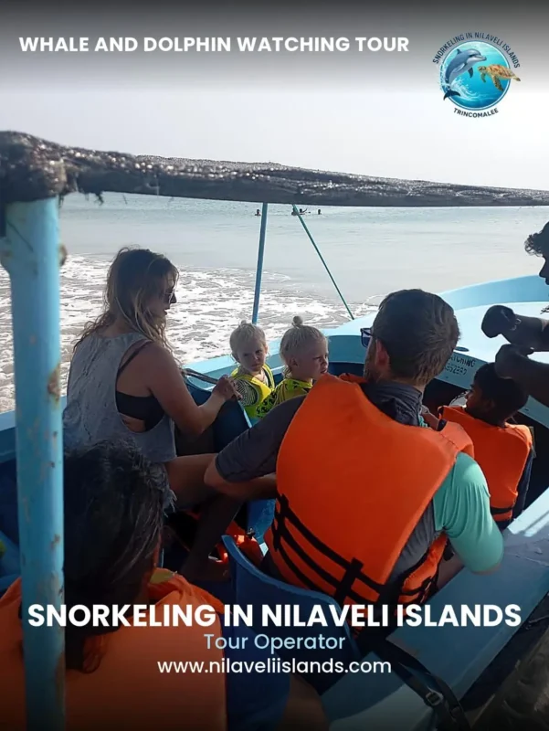 Safe family boat tour with life jackets for children visiting Nilaveli Islands